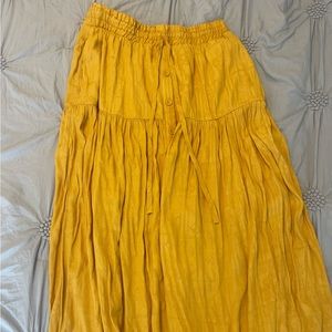 Long mustard yellow Anthropologie skirt